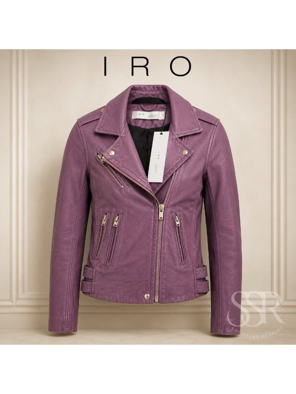 IRO Mauve Purple Leather Moto Jacket IT 32 NWT Biker Motorcycle Zip Designer